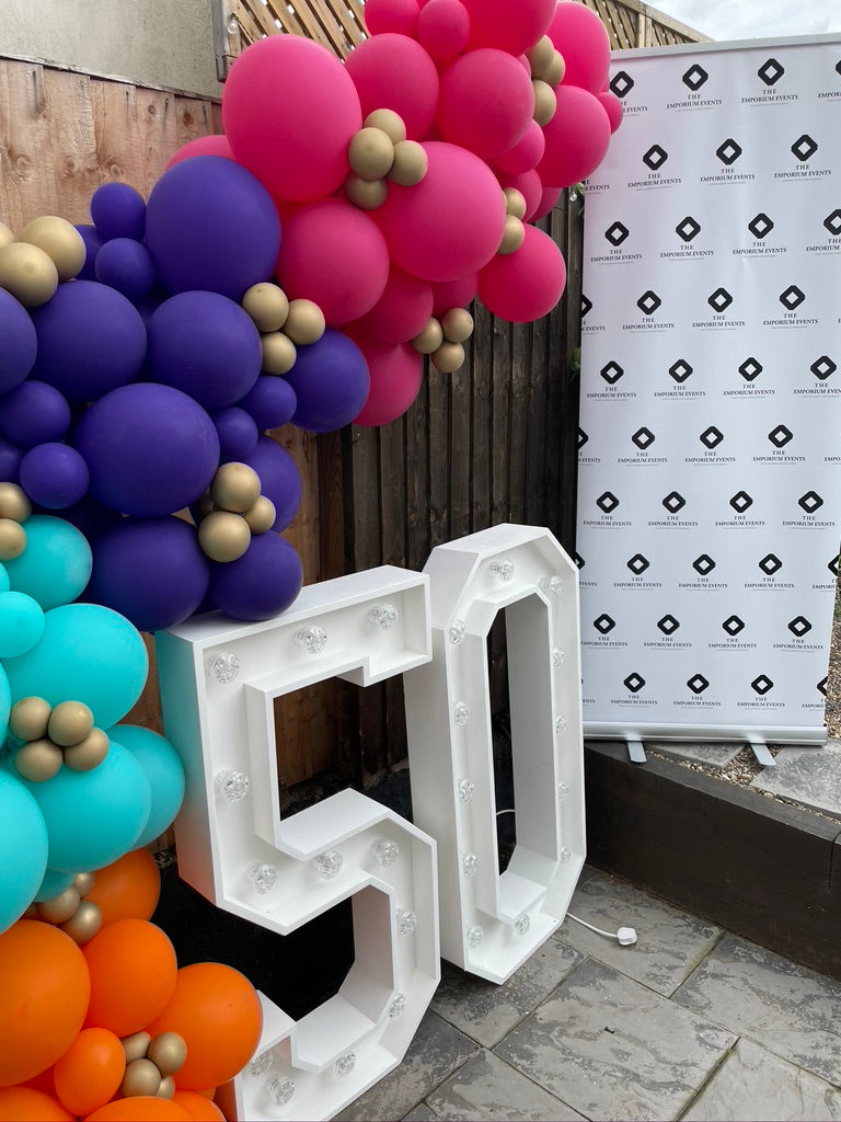 Garden Marquee Party with 50th Balloon Decor